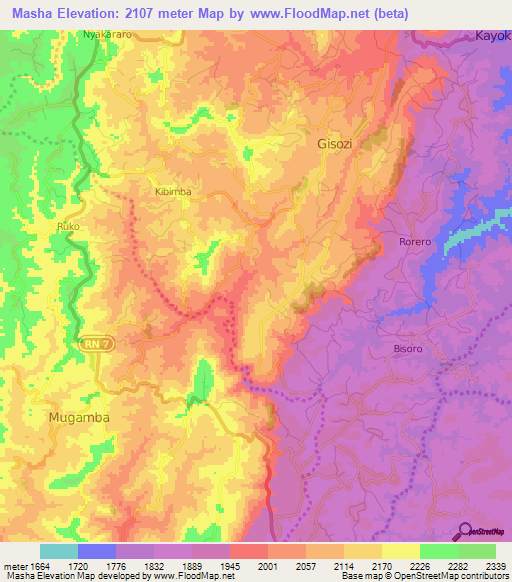 Masha,Burundi Elevation Map