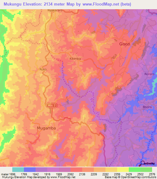 Mukungu,Burundi Elevation Map