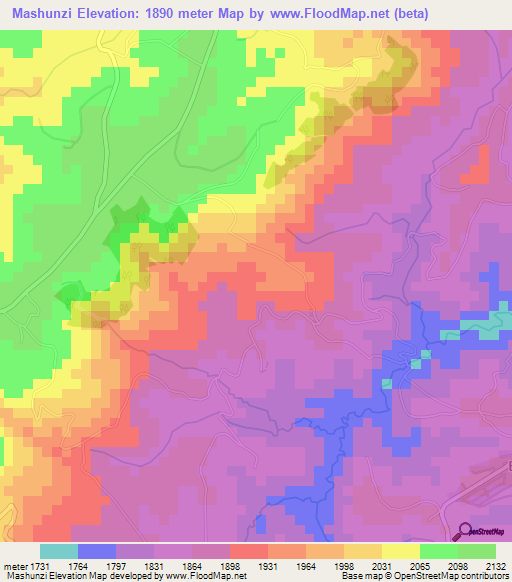 Mashunzi,Burundi Elevation Map