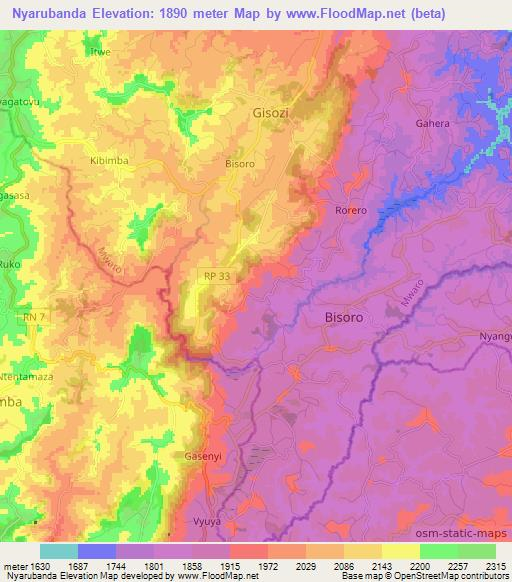 Nyarubanda,Burundi Elevation Map