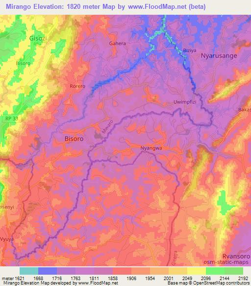 Mirango,Burundi Elevation Map