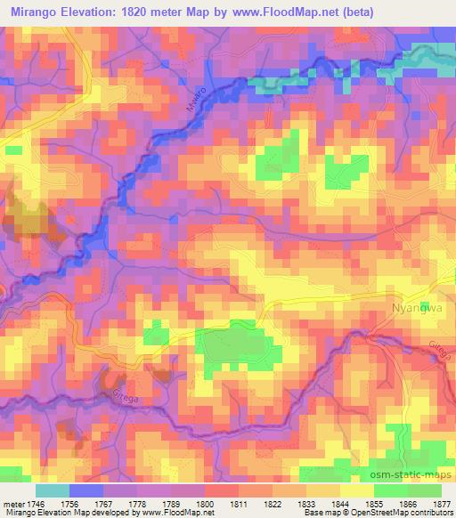Mirango,Burundi Elevation Map