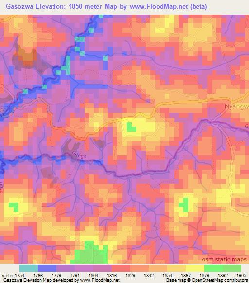 Gasozwa,Burundi Elevation Map