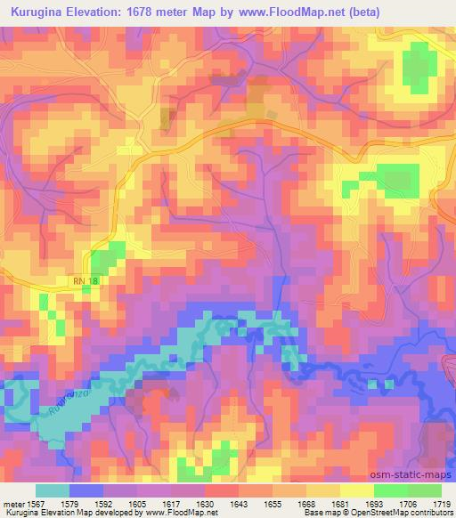 Kurugina,Burundi Elevation Map