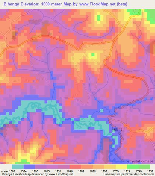 Bihanga,Burundi Elevation Map