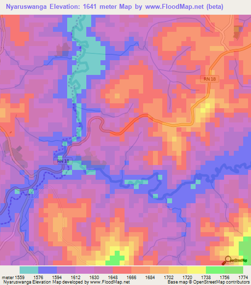 Nyaruswanga,Burundi Elevation Map