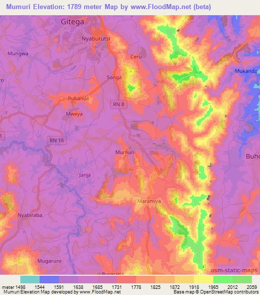 Mumuri,Burundi Elevation Map
