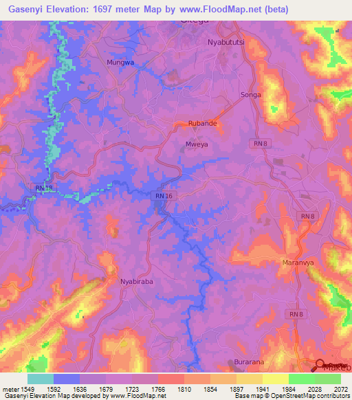 Gasenyi,Burundi Elevation Map