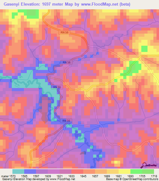 Gasenyi,Burundi Elevation Map