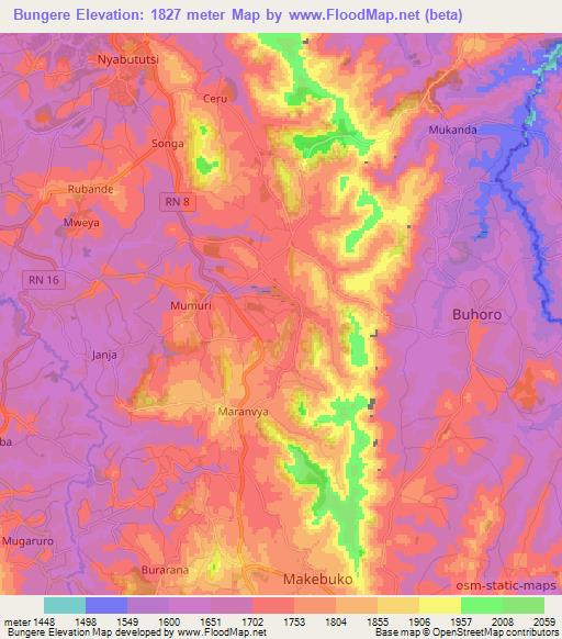 Bungere,Burundi Elevation Map