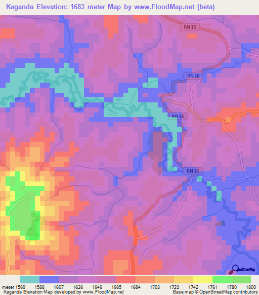 Kaganda,Burundi Elevation Map