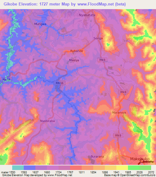 Gikobe,Burundi Elevation Map