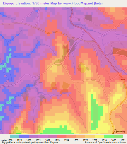 Bigugo,Burundi Elevation Map