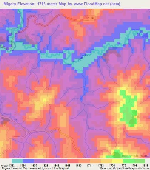 Migera,Burundi Elevation Map