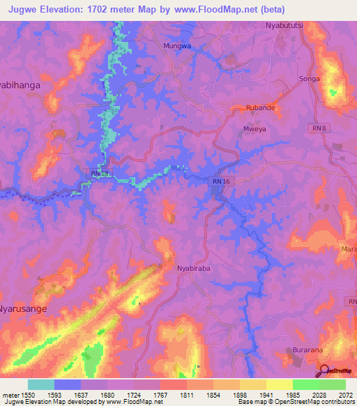 Jugwe,Burundi Elevation Map
