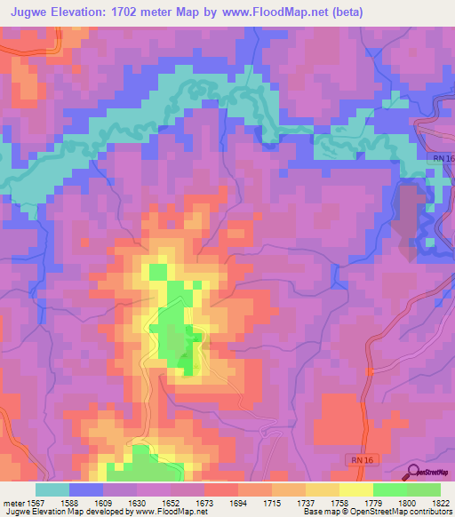 Jugwe,Burundi Elevation Map