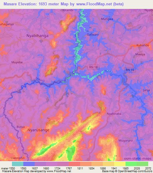 Masare,Burundi Elevation Map