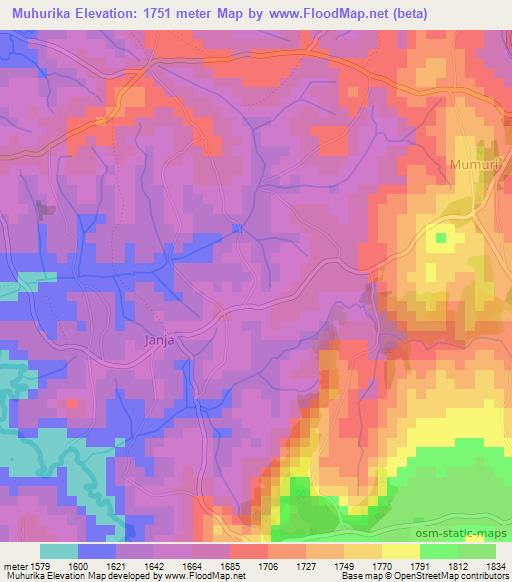 Muhurika,Burundi Elevation Map