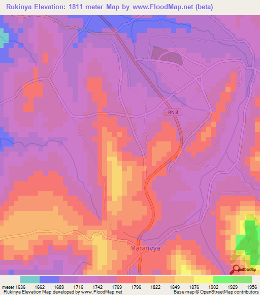 Rukinya,Burundi Elevation Map
