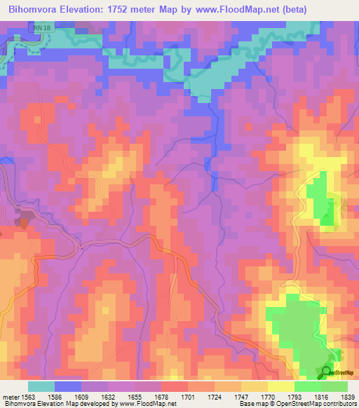 Bihomvora,Burundi Elevation Map