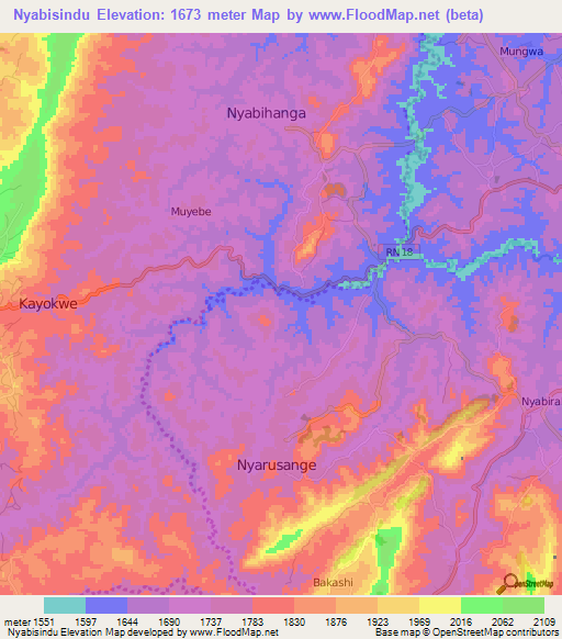 Nyabisindu,Burundi Elevation Map