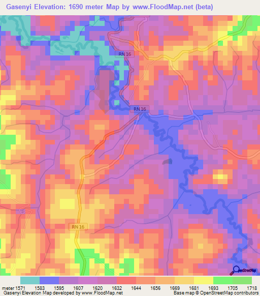 Gasenyi,Burundi Elevation Map