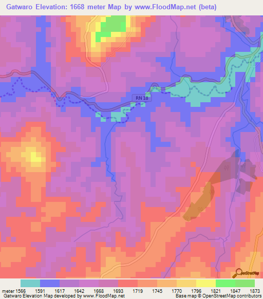 Gatwaro,Burundi Elevation Map