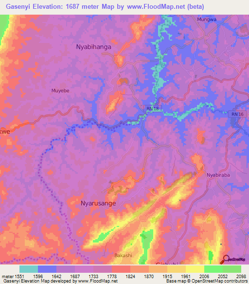 Gasenyi,Burundi Elevation Map