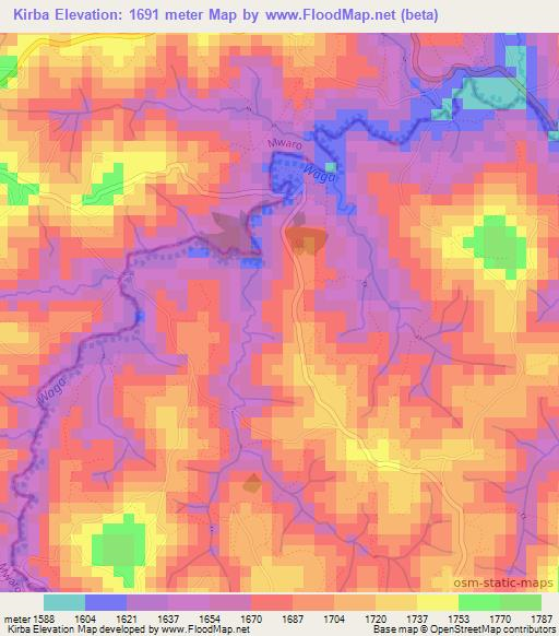 Kirba,Burundi Elevation Map