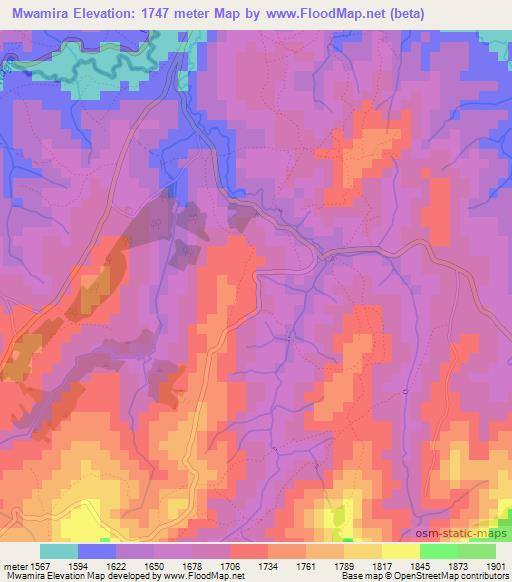 Mwamira,Burundi Elevation Map