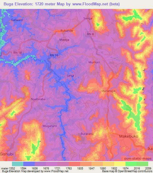 Buga,Burundi Elevation Map