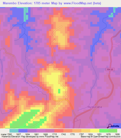 Marembo,Burundi Elevation Map