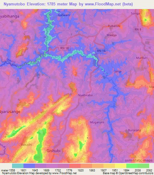 Nyamutobo,Burundi Elevation Map