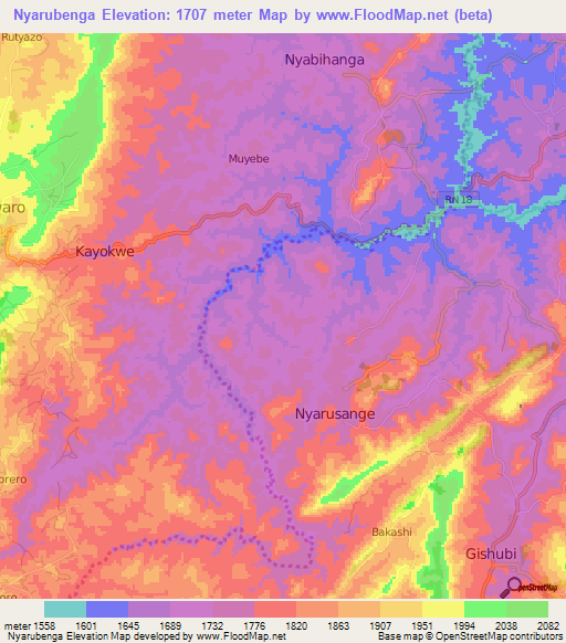 Nyarubenga,Burundi Elevation Map