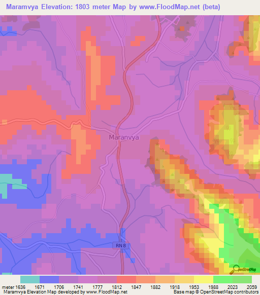 Maramvya,Burundi Elevation Map
