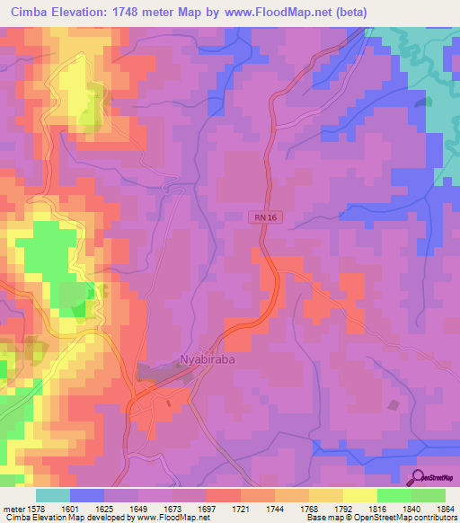 Cimba,Burundi Elevation Map