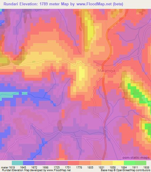 Rundari,Burundi Elevation Map