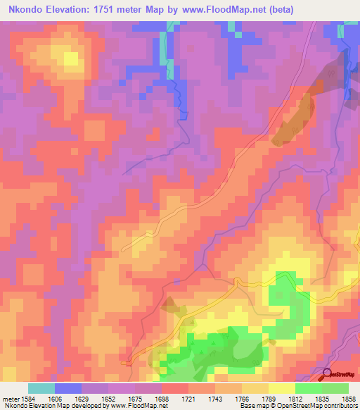 Nkondo,Burundi Elevation Map
