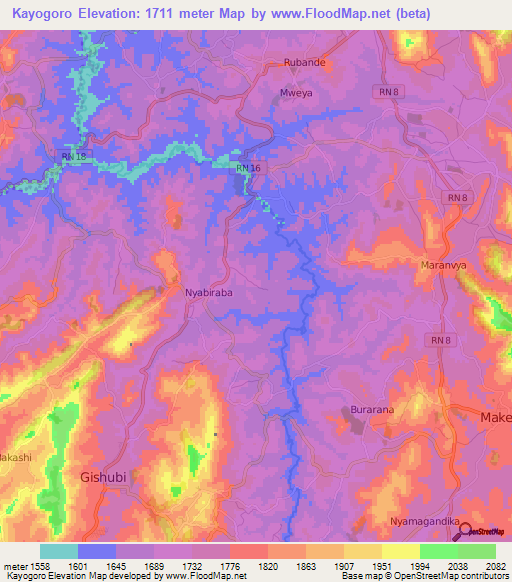 Kayogoro,Burundi Elevation Map
