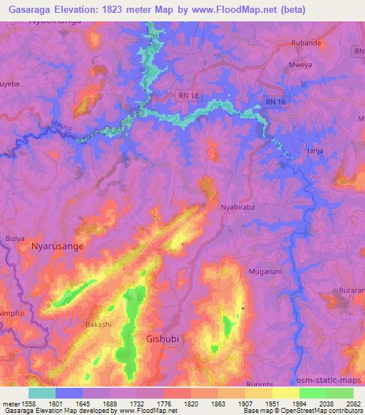 Gasaraga,Burundi Elevation Map