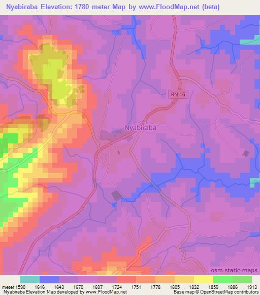 Nyabiraba,Burundi Elevation Map