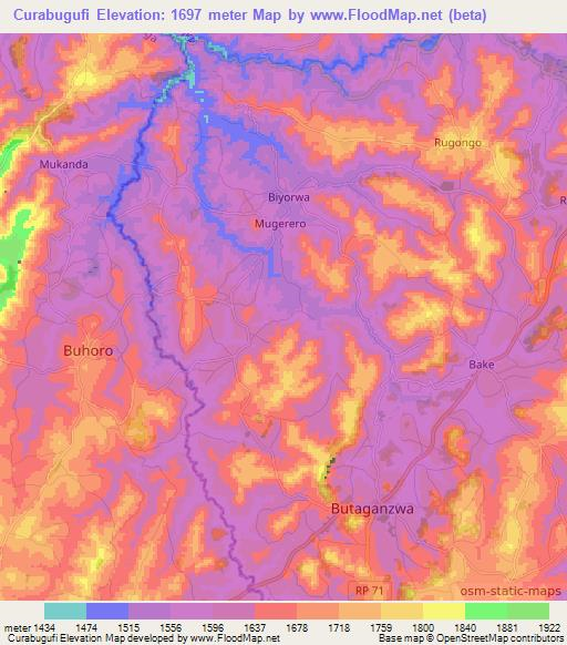 Curabugufi,Burundi Elevation Map