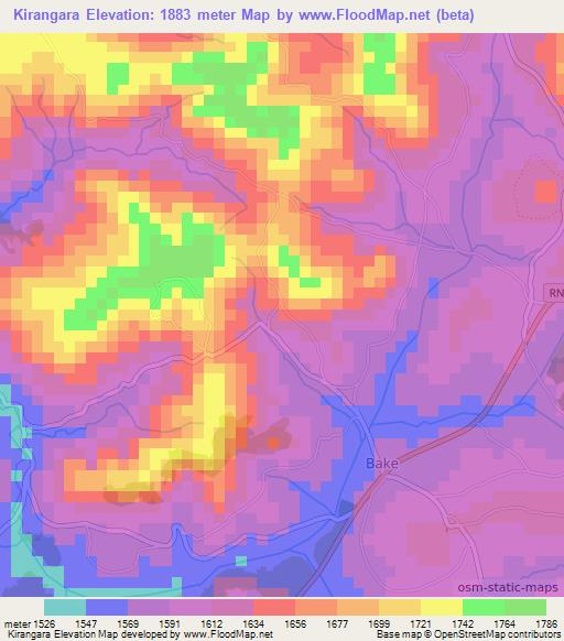 Kirangara,Burundi Elevation Map