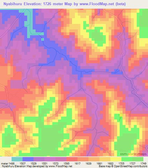 Nyabihuru,Burundi Elevation Map