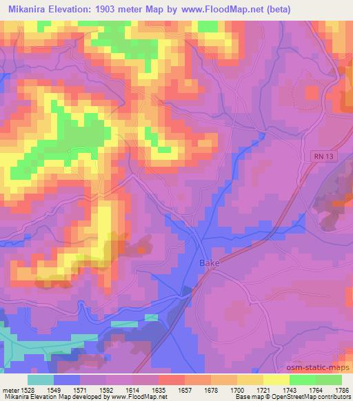 Mikanira,Burundi Elevation Map