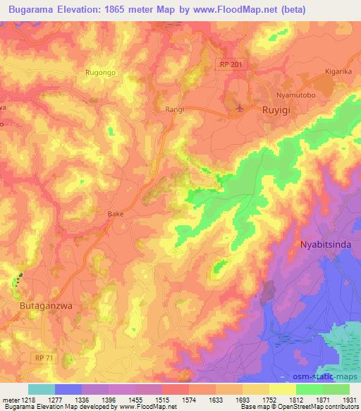 Bugarama,Burundi Elevation Map