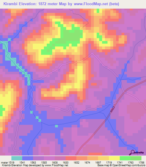 Kirambi,Burundi Elevation Map