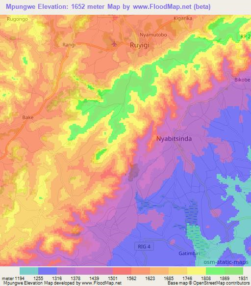Mpungwe,Burundi Elevation Map