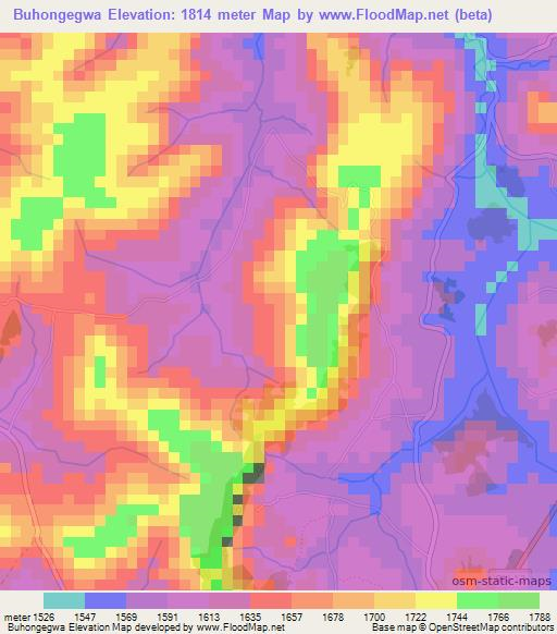 Buhongegwa,Burundi Elevation Map