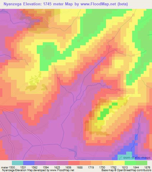 Nyanzega,Burundi Elevation Map